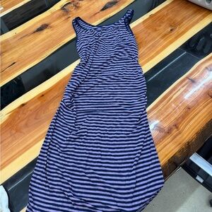 Liz Lange Navy and Pink Striped Midi Dress